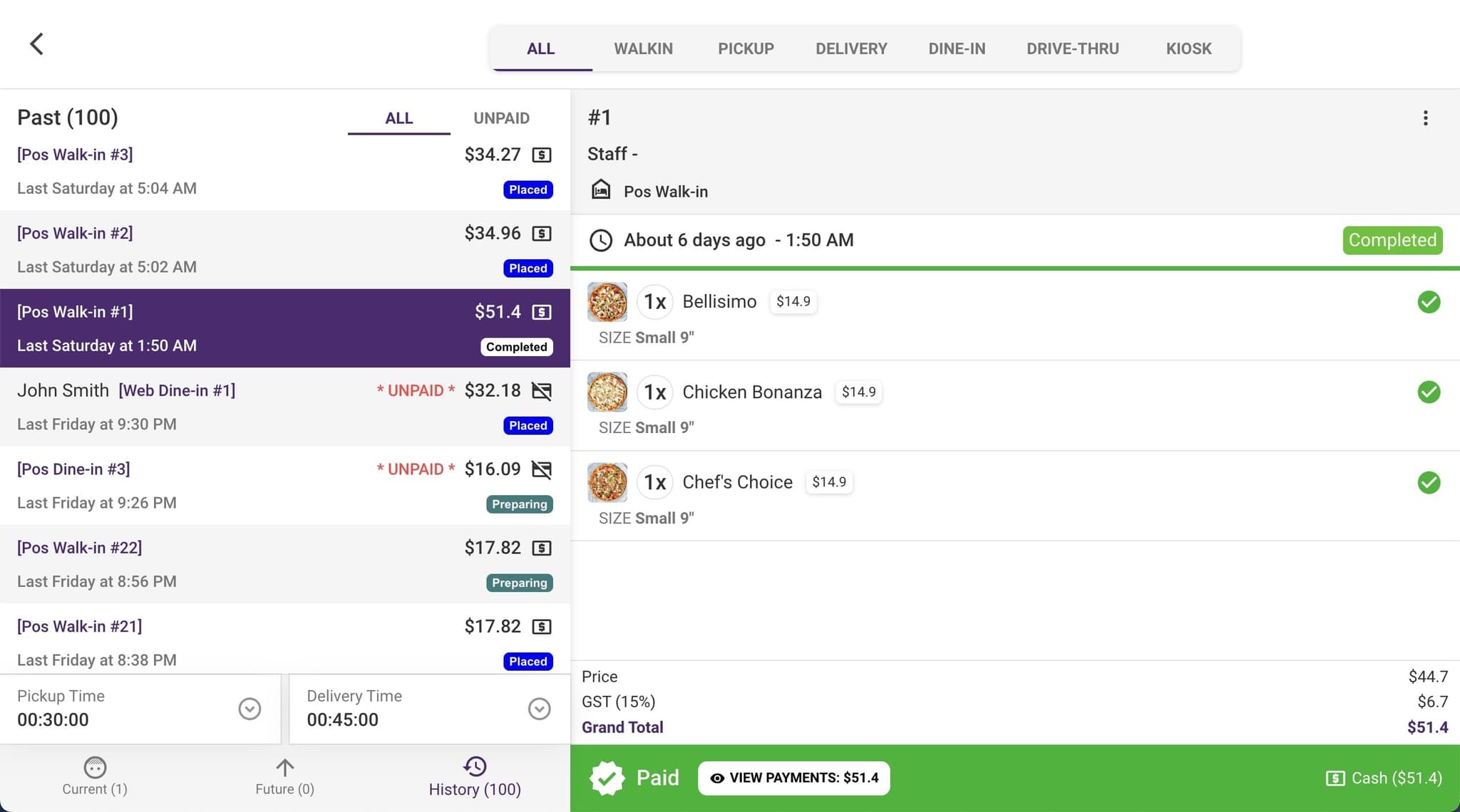 Kitchen Display System Interface